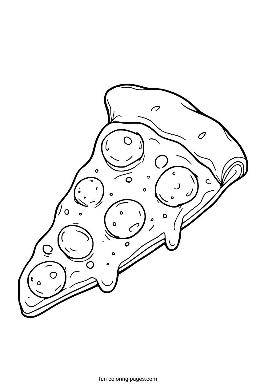 Slice of Cheesy Pizza – free printable coloring page, available as PDF and SVG