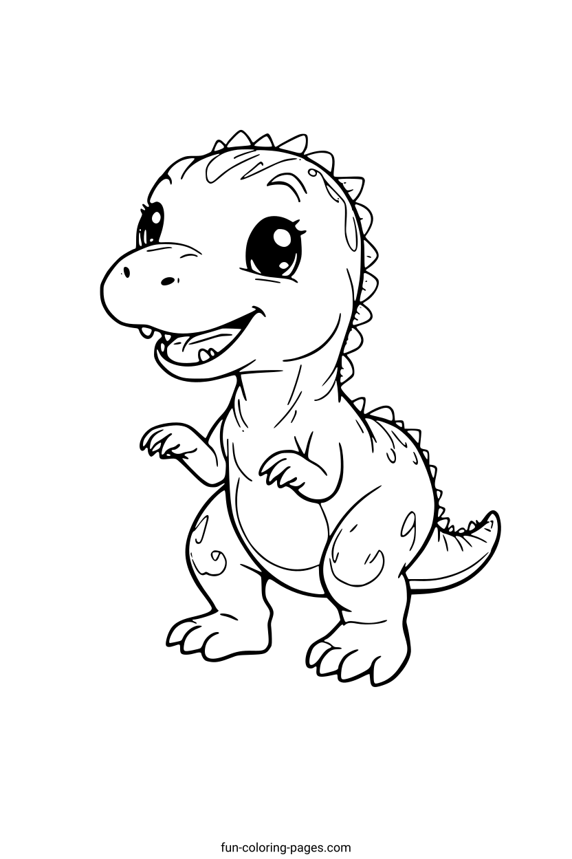Smiling Cartoon Dinosaur – free printable coloring page, available as PDF and SVG