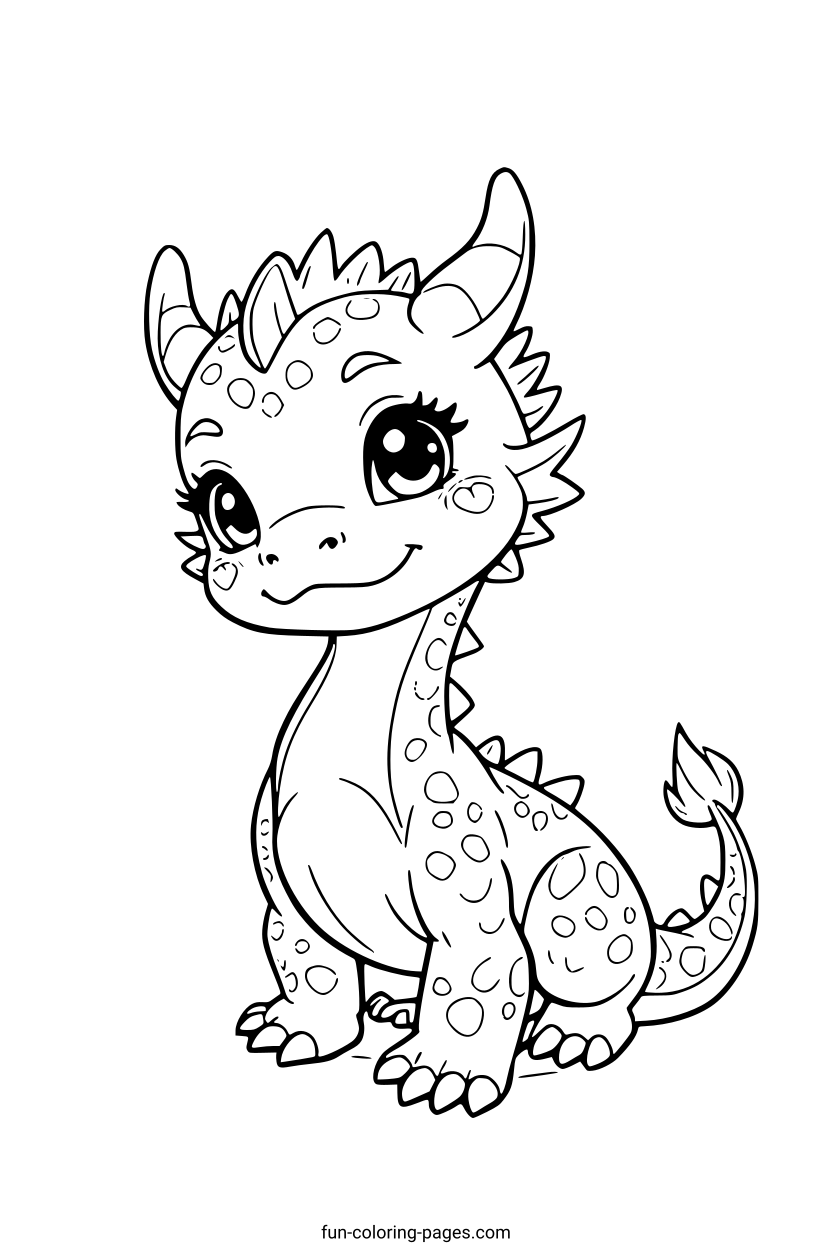 Smiling Cartoon Dragon – free printable coloring page, available as PDF and SVG