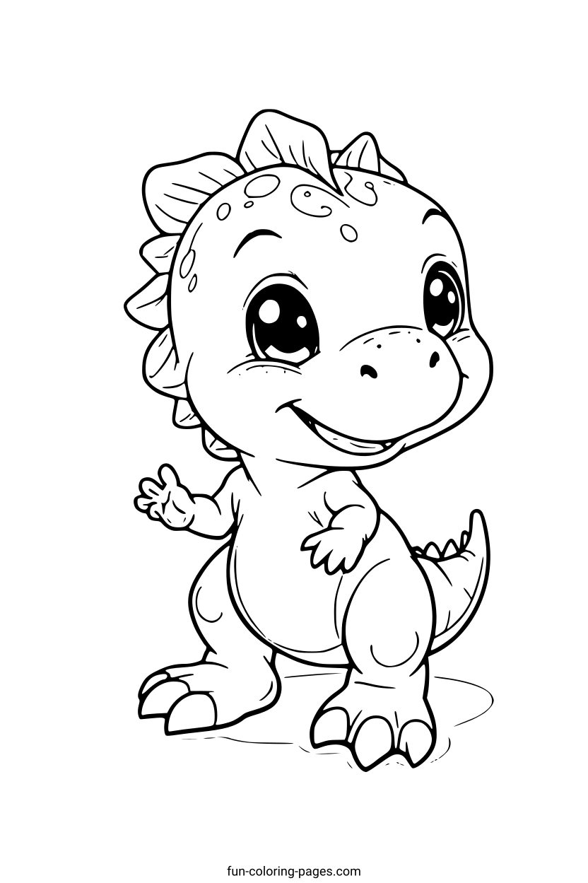 Smiling Cartoon Dinosaur – free printable coloring page, available as PDF and SVG