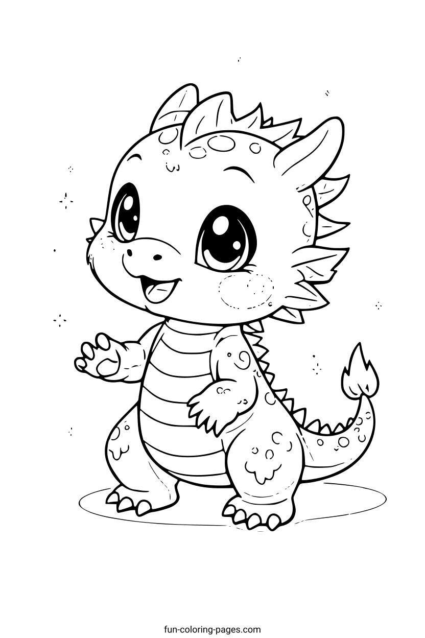 Smiling Cartoon Dragon – free printable coloring page, available as PDF and SVG