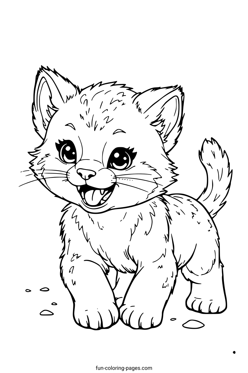 Smiling Cartoon Kitten – free printable coloring page, available as PDF and SVG