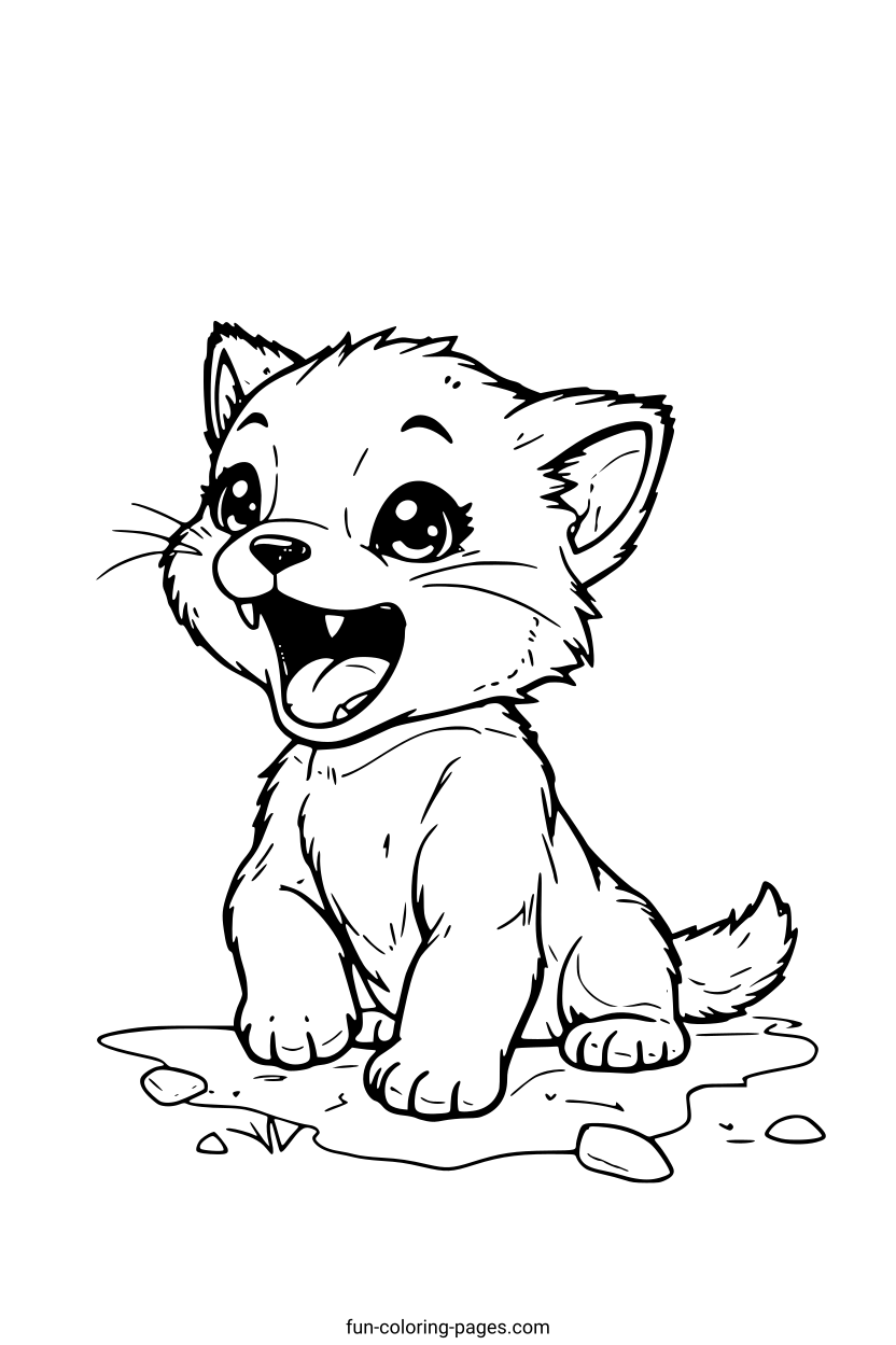 Mewing Cartoon Kitten – free printable coloring page, available as PDF and SVG