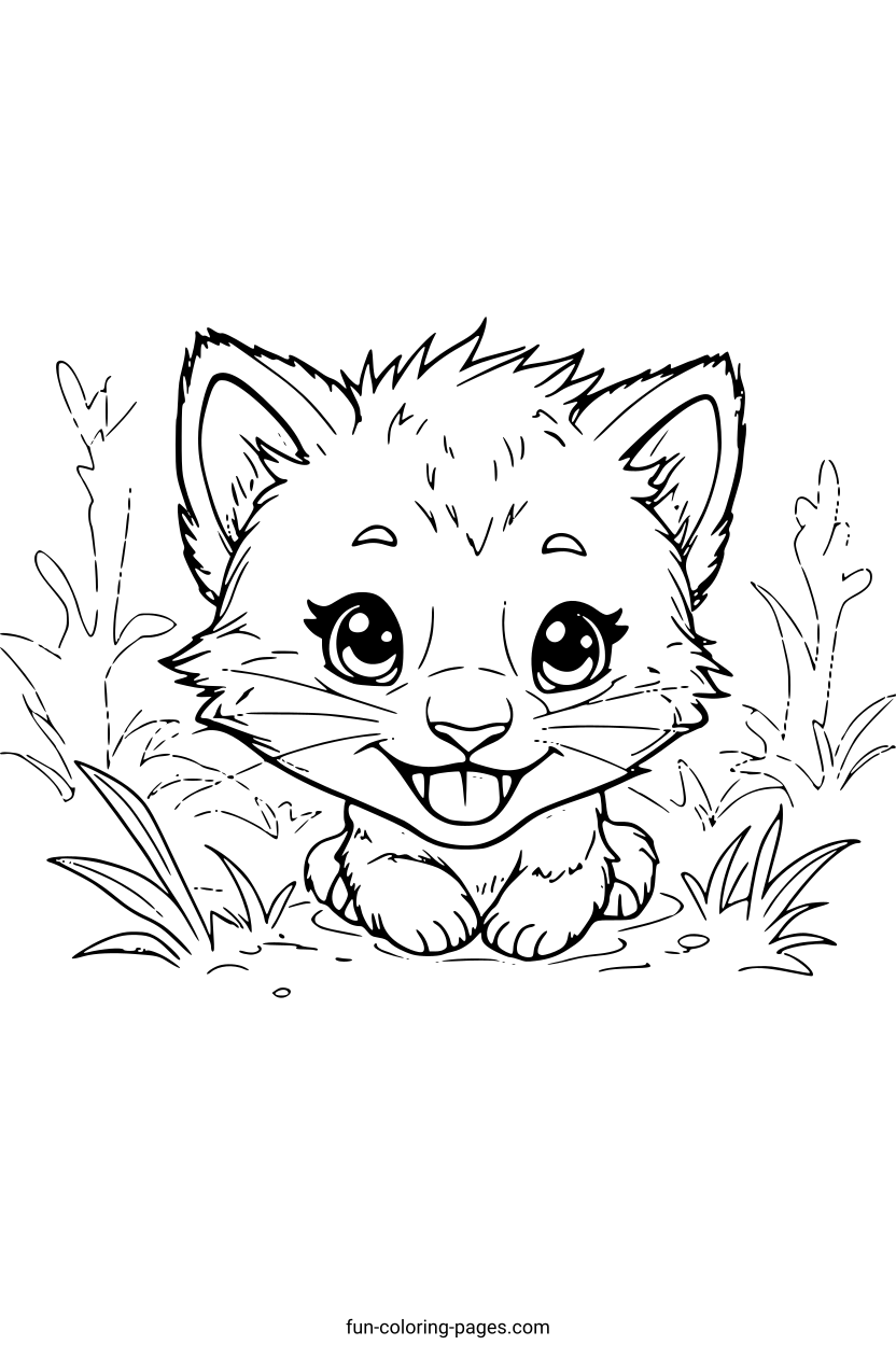 Smiling Cartoon Kitten – free printable coloring page, available as PDF and SVG