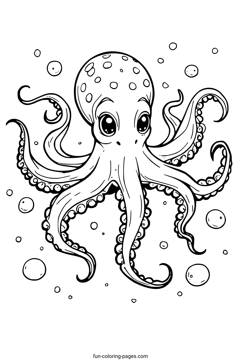 Cartoon Octopus – free printable coloring page, available as PDF and SVG
