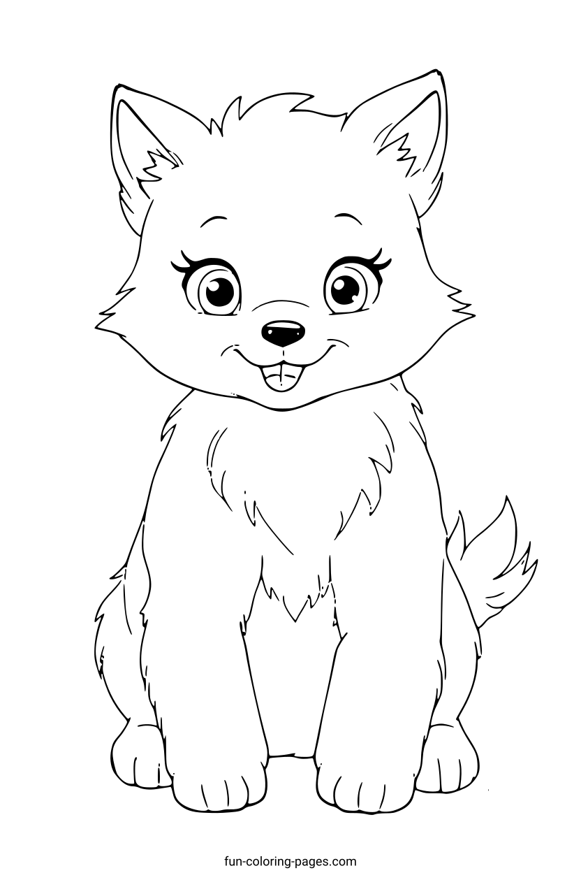 Smiling Cartoon Puppy – free printable coloring page, available as PDF and SVG