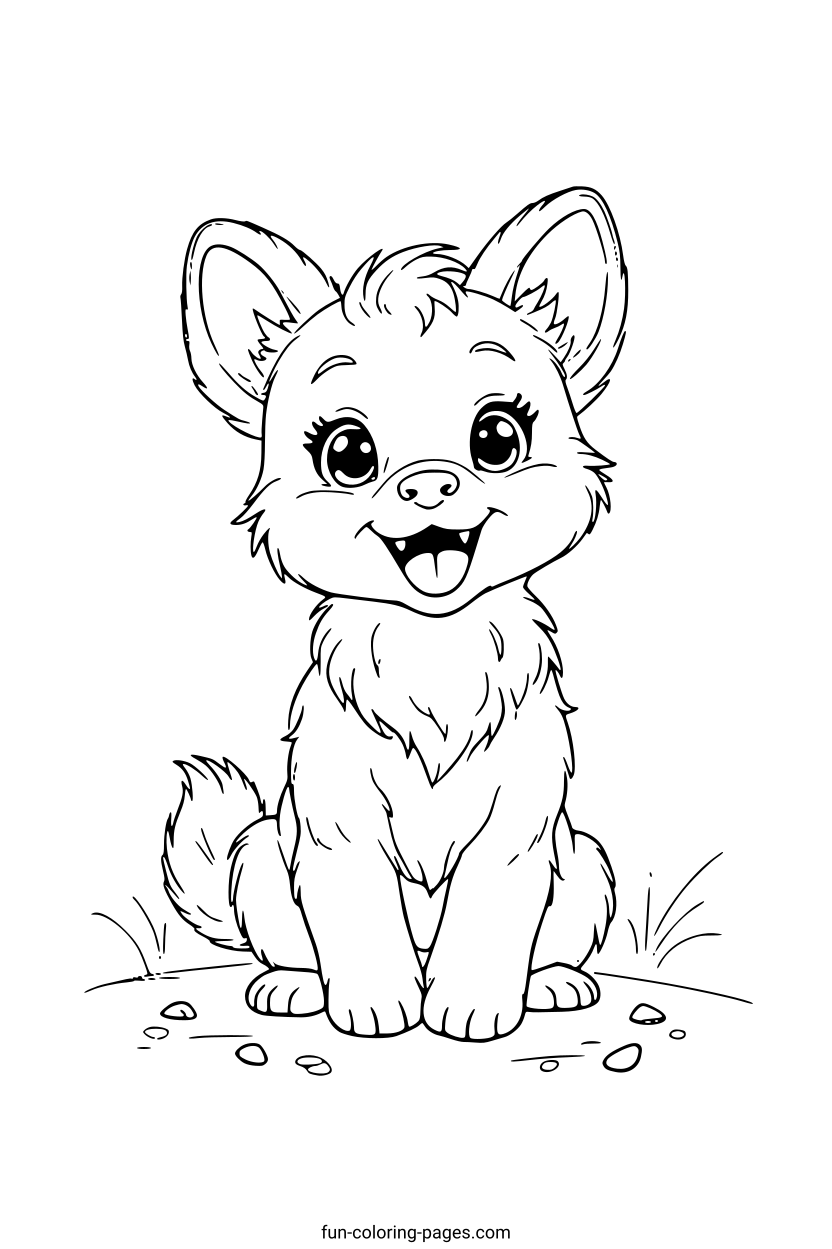 Smiling Cartoon Puppy – free printable coloring page, available as PDF and SVG