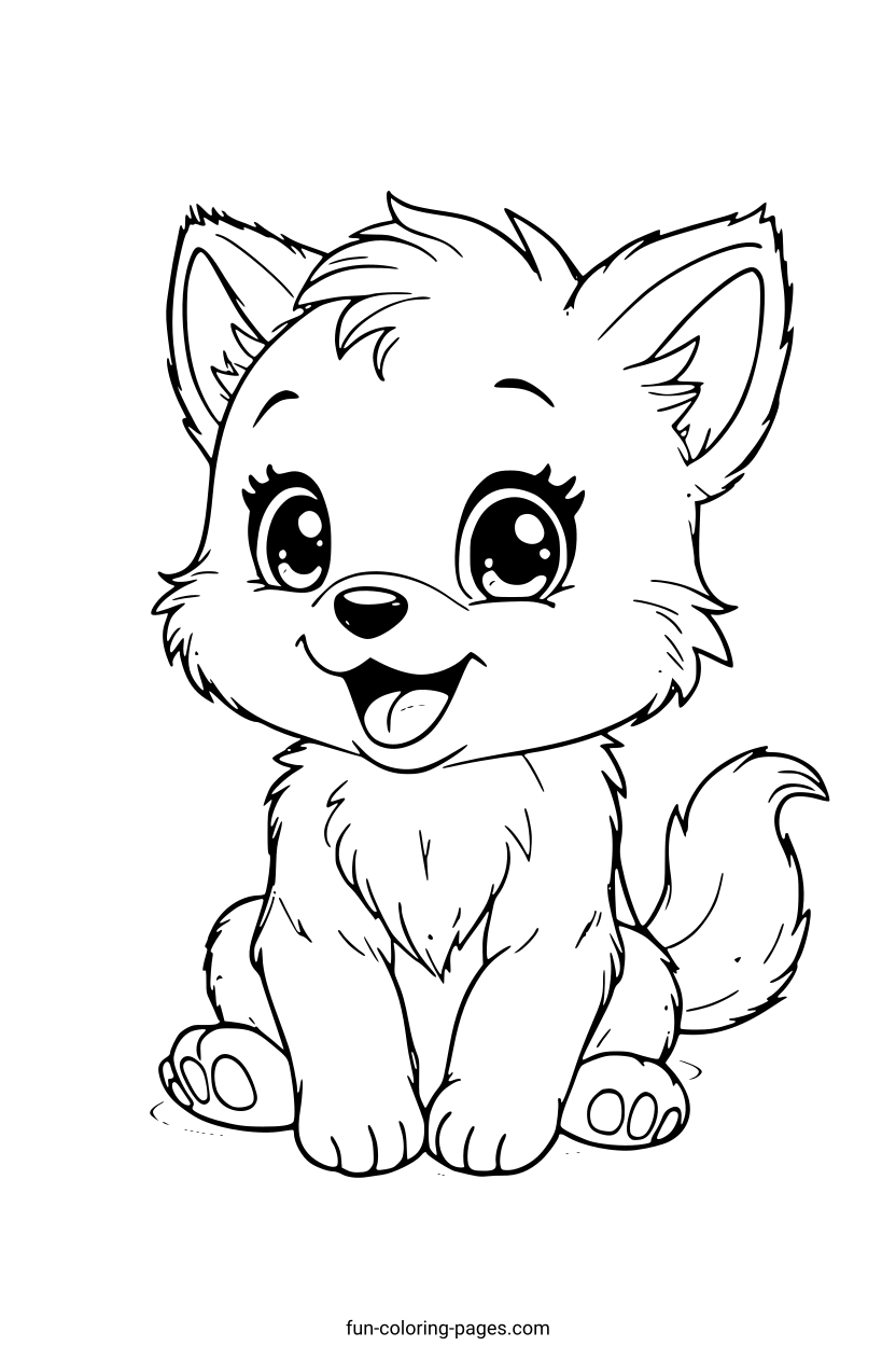 Smiling Cartoon Puppy – free printable coloring page, available as PDF and SVG
