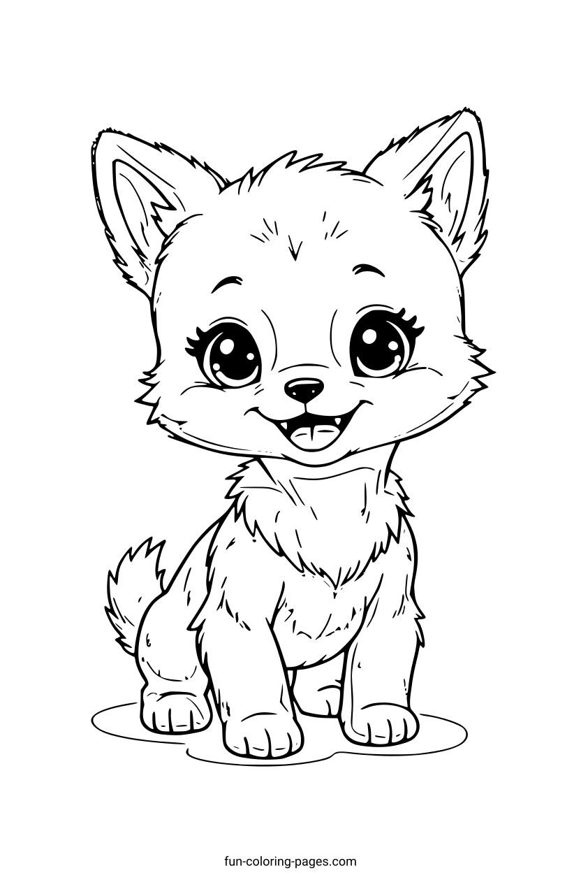 Smiling Cartoon Puppy – free printable coloring page, available as PDF and SVG