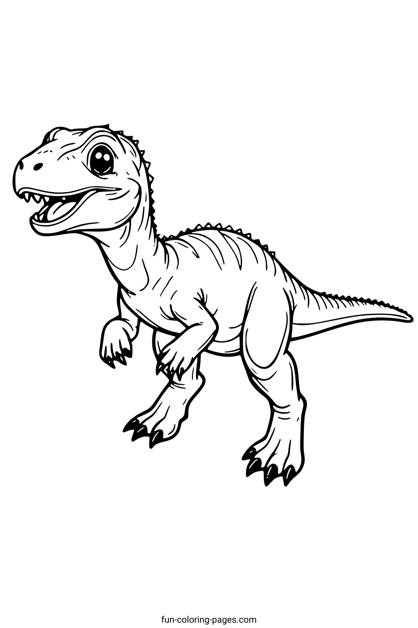 Smiling Dinosaur – free printable coloring page, available as PDF and SVG