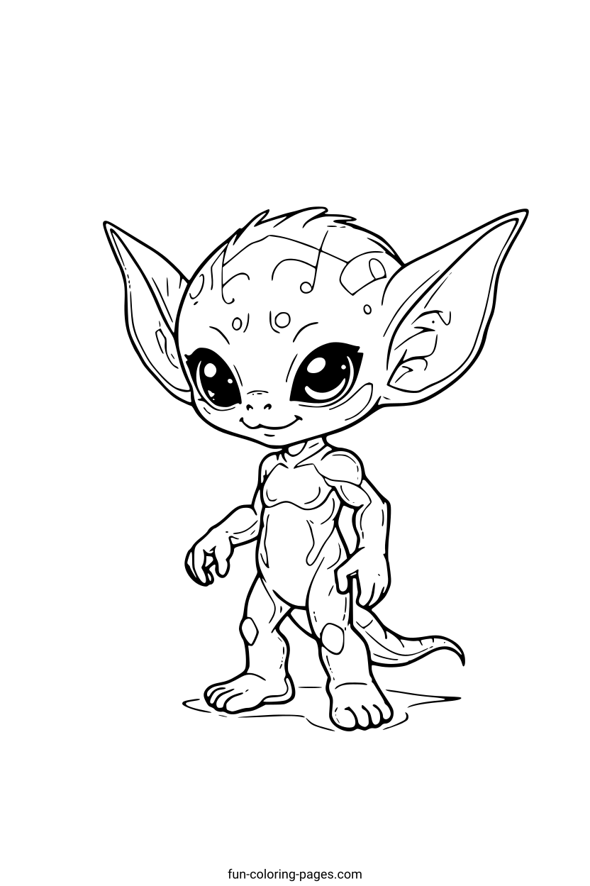 Smiling Alien – free printable coloring page, available as PDF and SVG