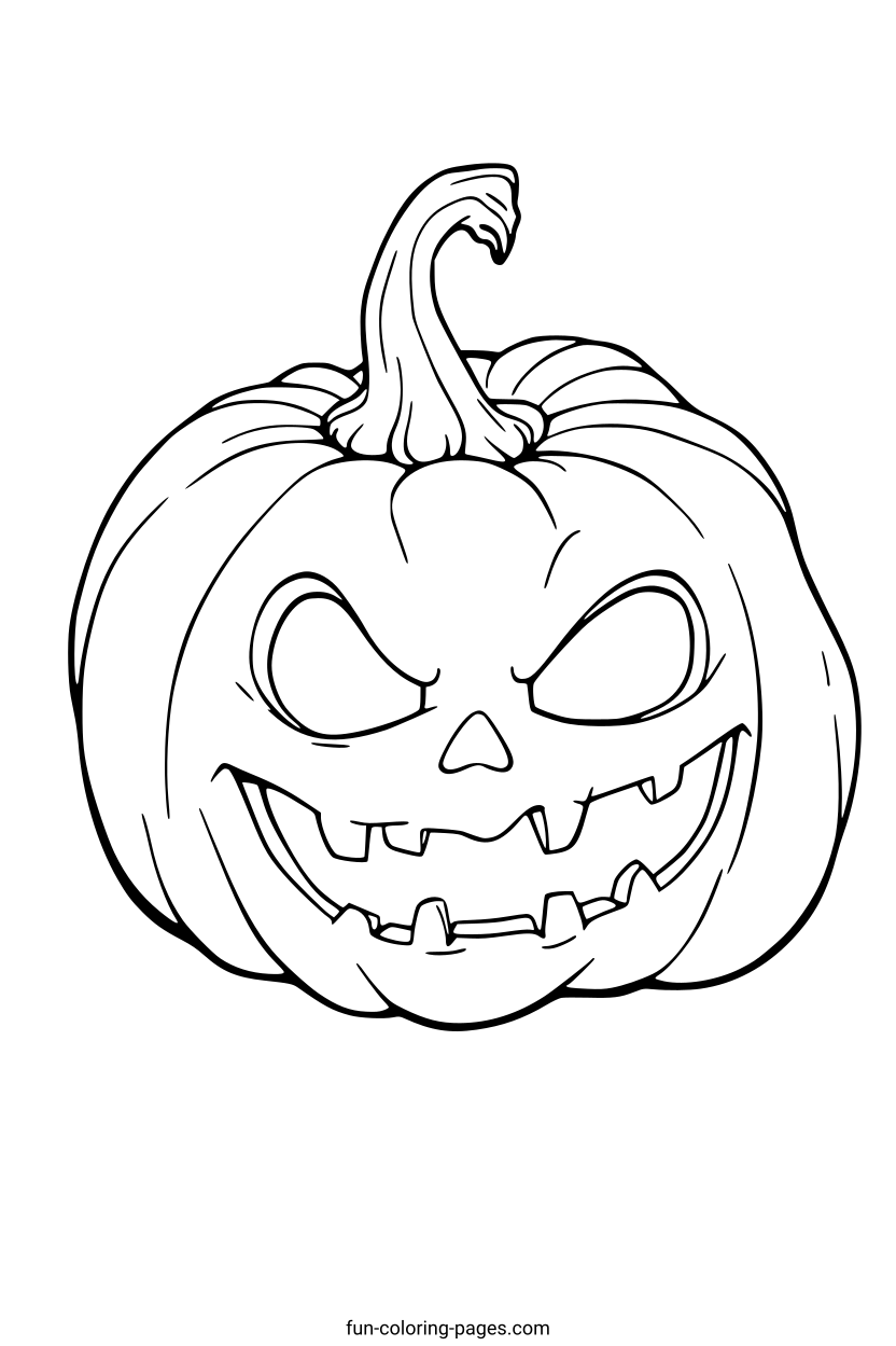 Smiling Halloween Pumpkin – free printable coloring page, available as PDF and SVG