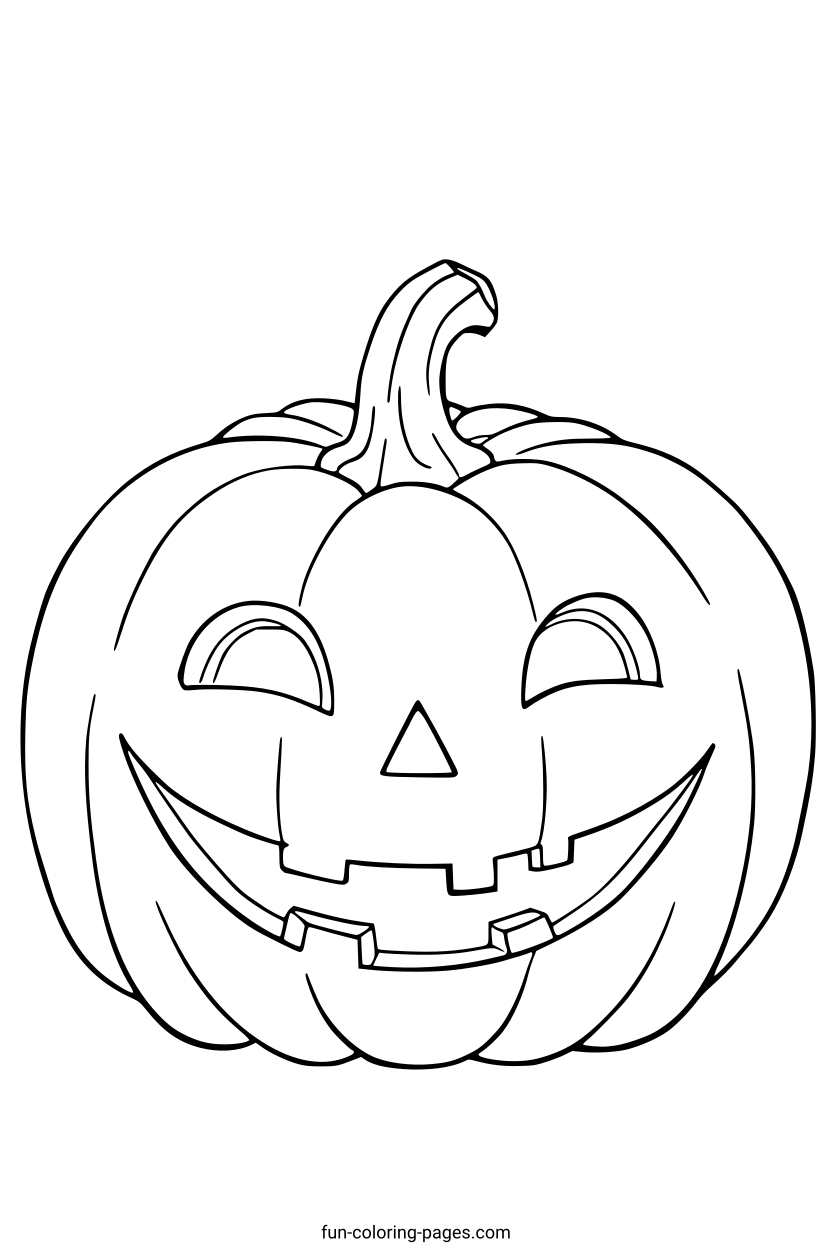 Smiling Halloween Pumpkin – free printable coloring page, available as PDF and SVG
