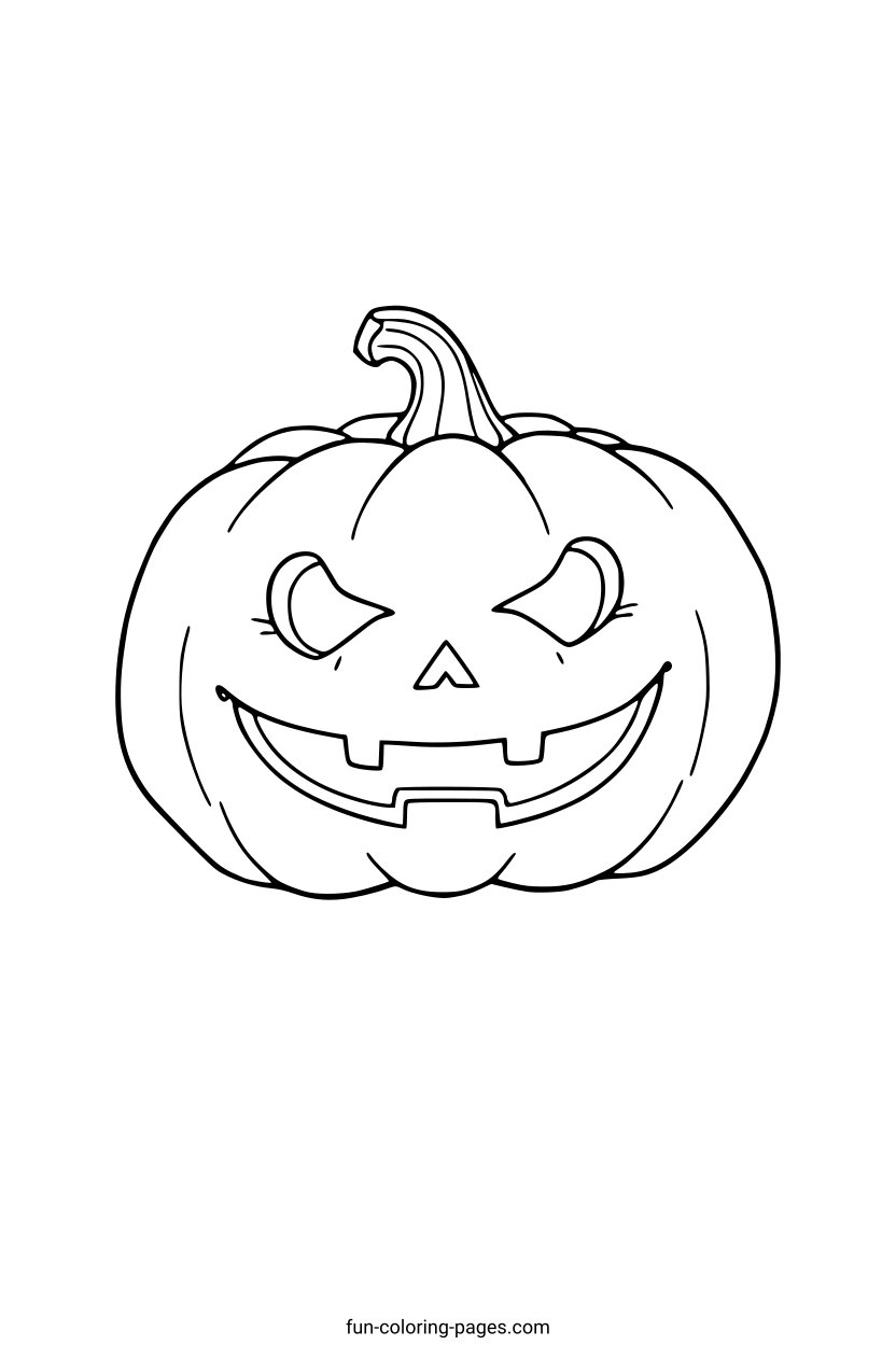 Smiling Halloween Pumpkin – free printable coloring page, available as PDF and SVG
