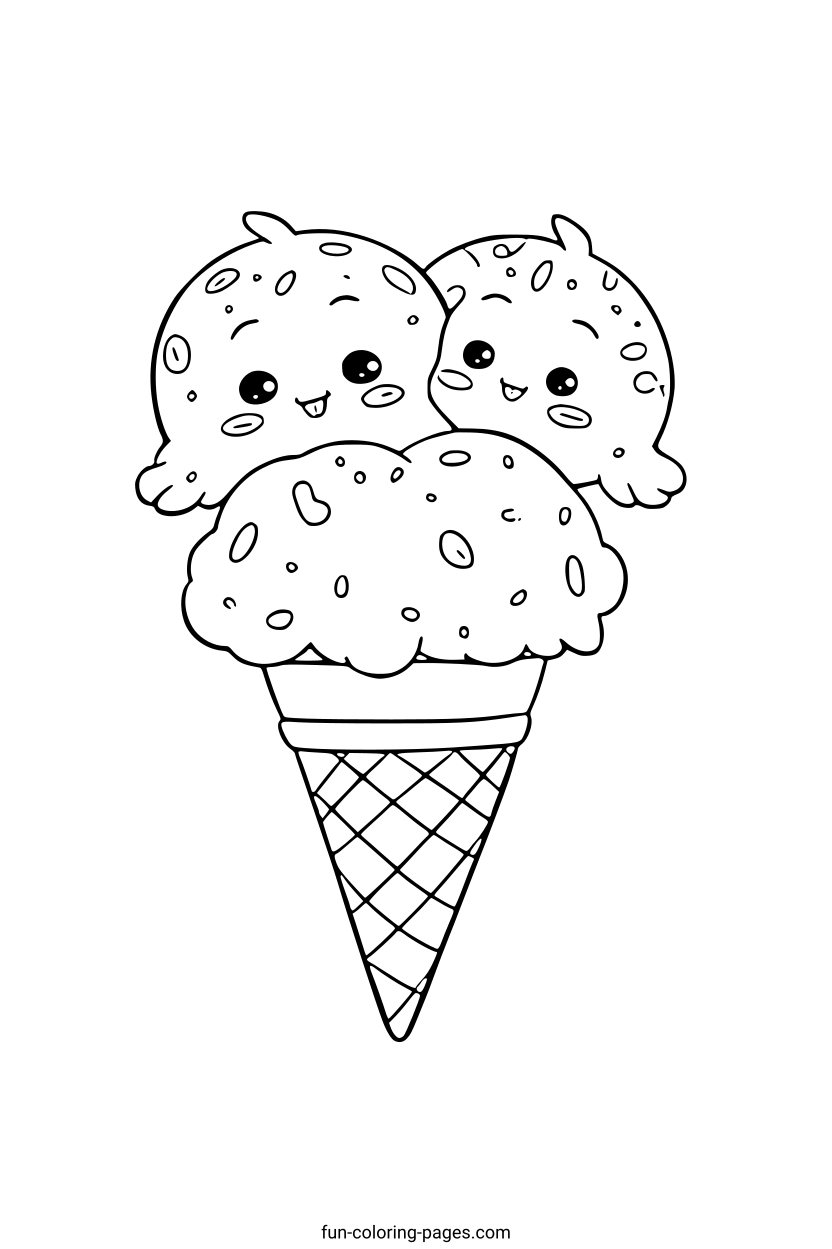 Smiling Ice Cream Cone – free printable coloring page, available as PDF and SVG