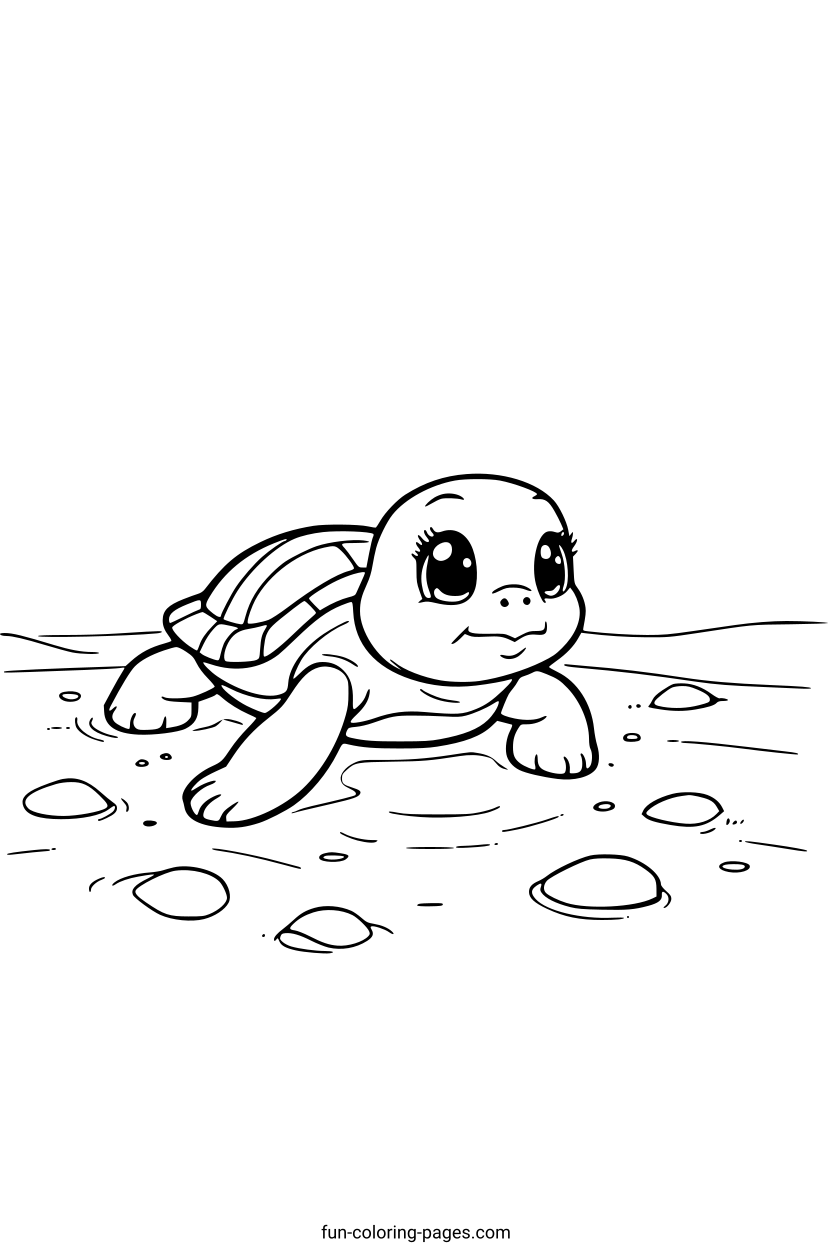 Smiling Sea Turtle – free printable coloring page, available as PDF and SVG