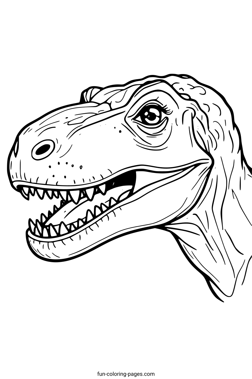 Smiling T-Rex Dinosaur – free printable coloring page, available as PDF and SVG