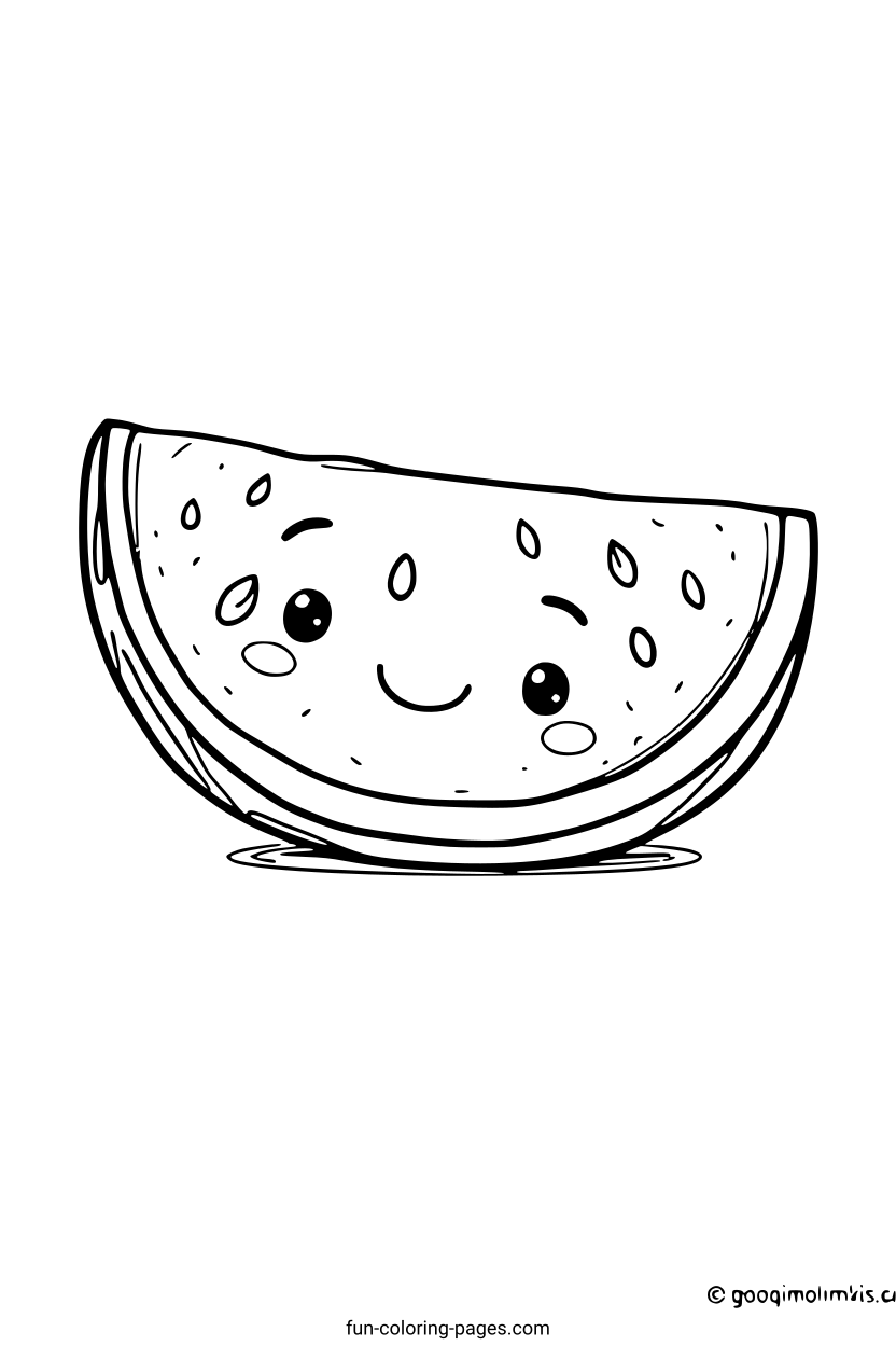 Smiling Watermelon Slice – free printable coloring page, available as PDF and SVG