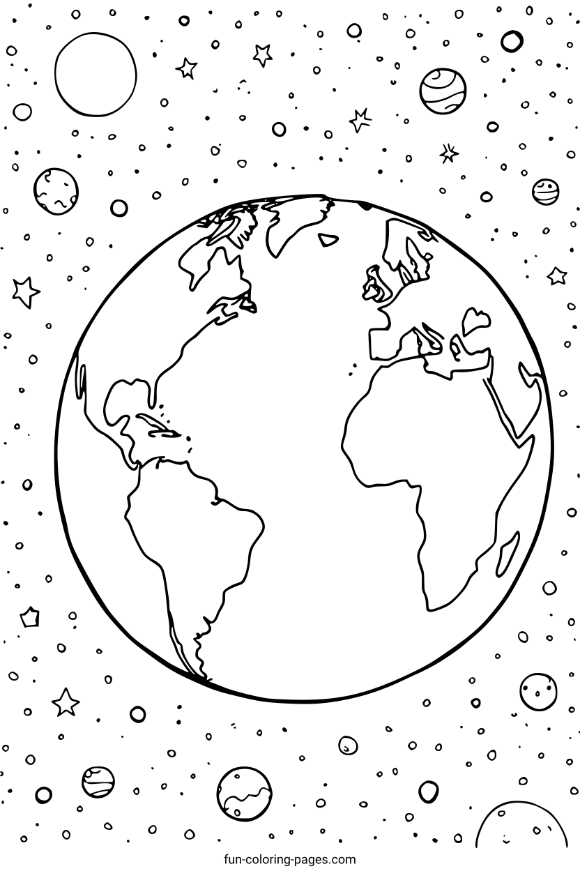Solar System with Earth – free printable coloring page, available as PDF and SVG