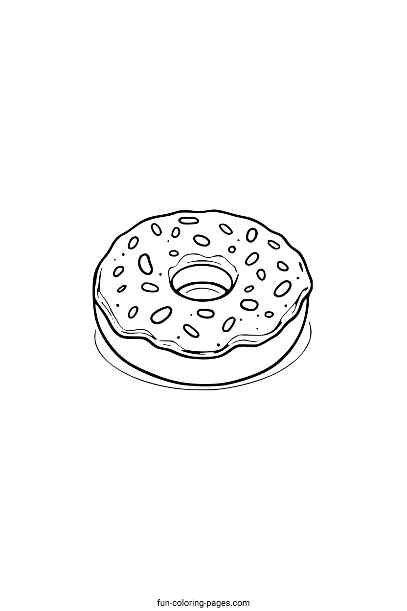 Sprinkled Donut – free printable coloring page, available as PDF and SVG