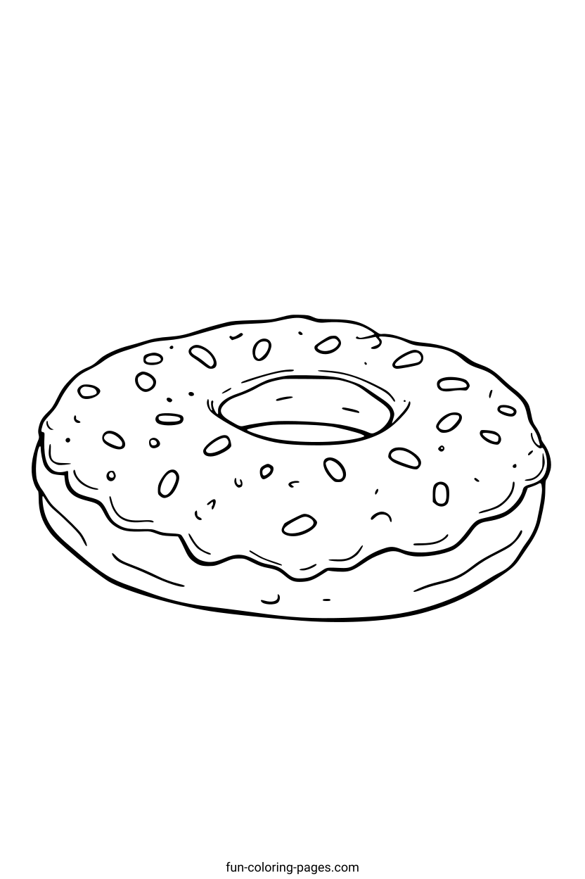 Sprinkled Donut – free printable coloring page, available as PDF and SVG