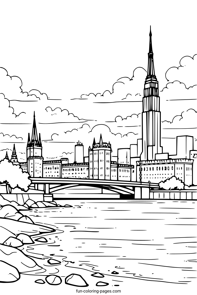 St Petersburg Cityscape – free printable coloring page, available as PDF and SVG
