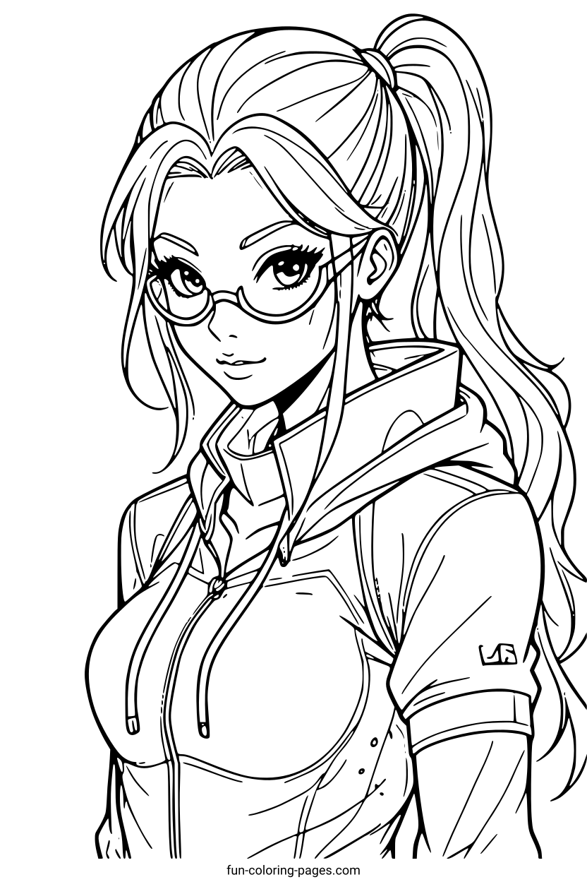 Cyberpunk Woman – free printable coloring page, available as PDF and SVG
