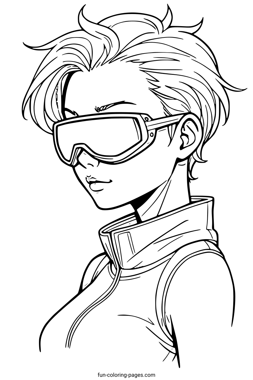 Cyberpunk Woman with Glasses – free printable coloring page, available as PDF and SVG