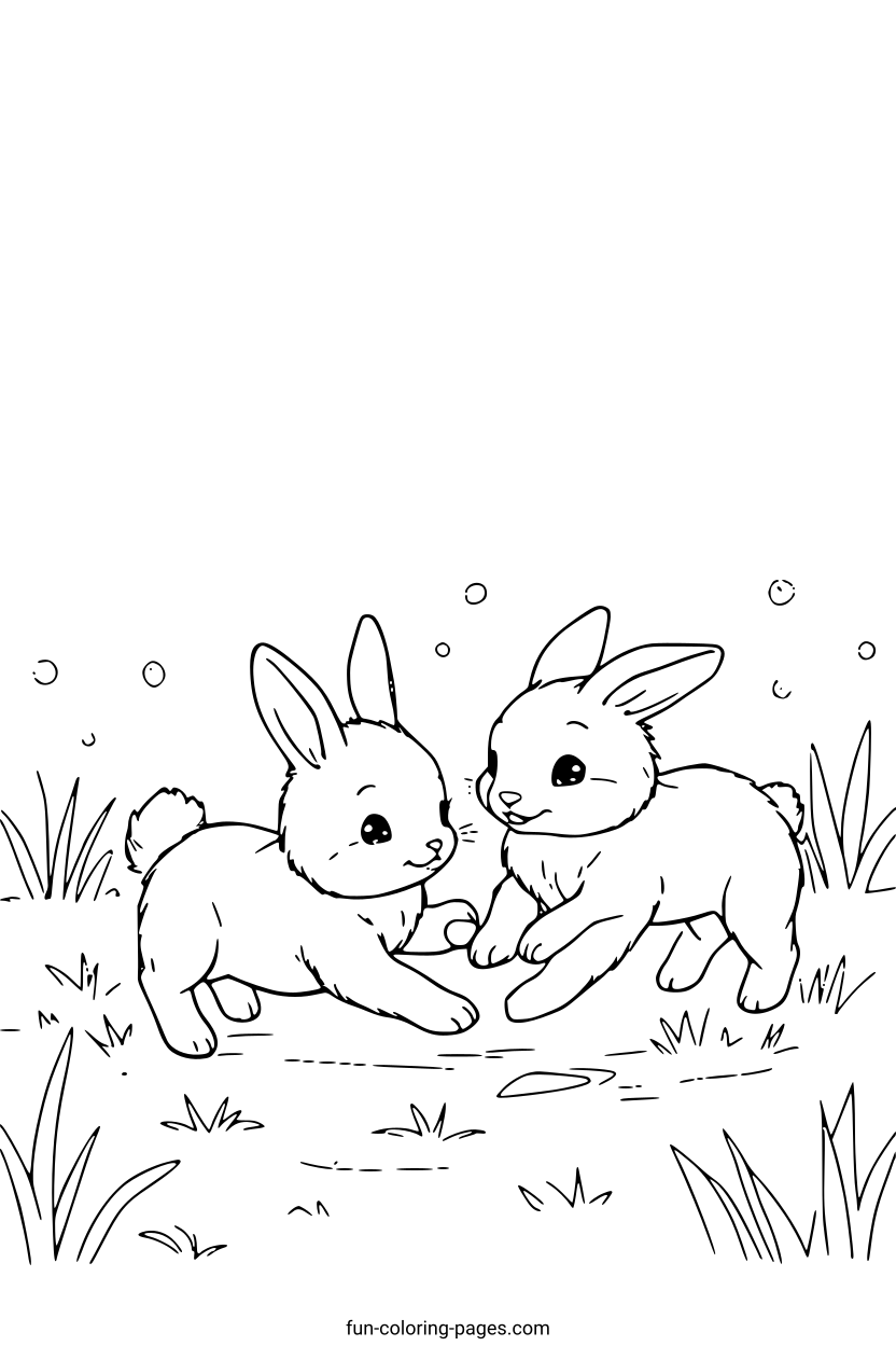 Two Rabbits Running Together – free printable coloring page, available as PDF and SVG