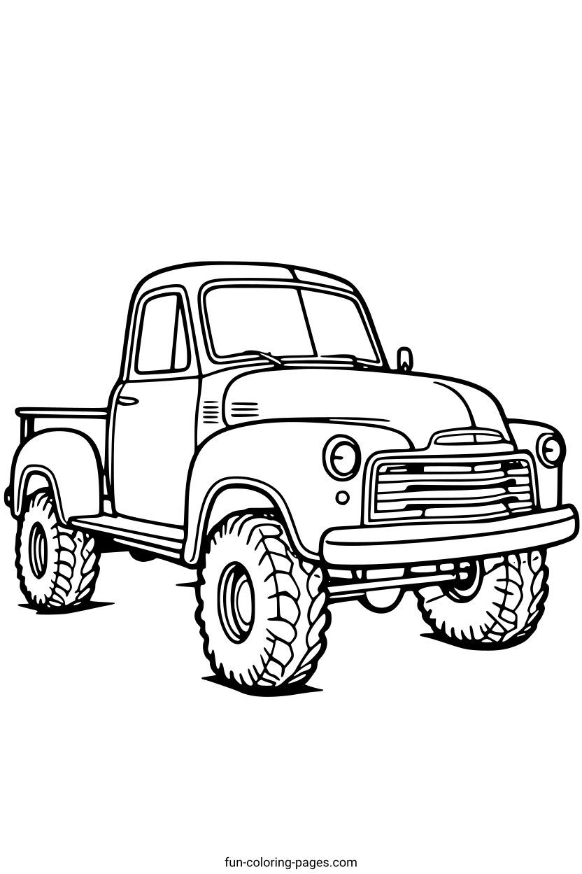 Vintage Pickup Truck – free printable coloring page, available as PDF and SVG