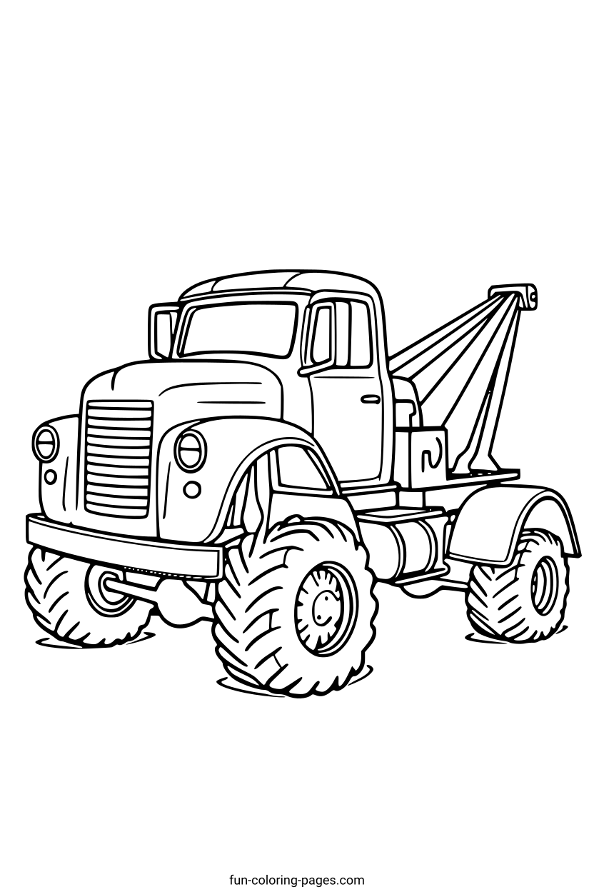 Vintage Tow Truck – free printable coloring page, available as PDF and SVG