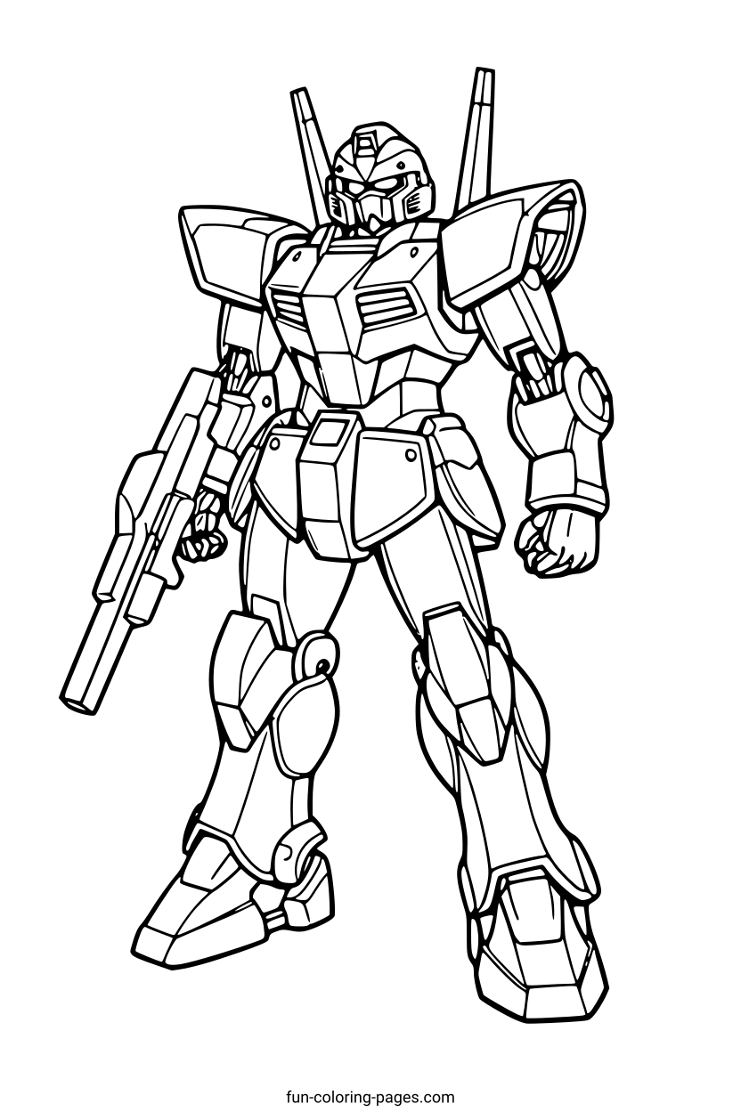 Warrior Robot Mech – free printable coloring page, available as PDF and SVG