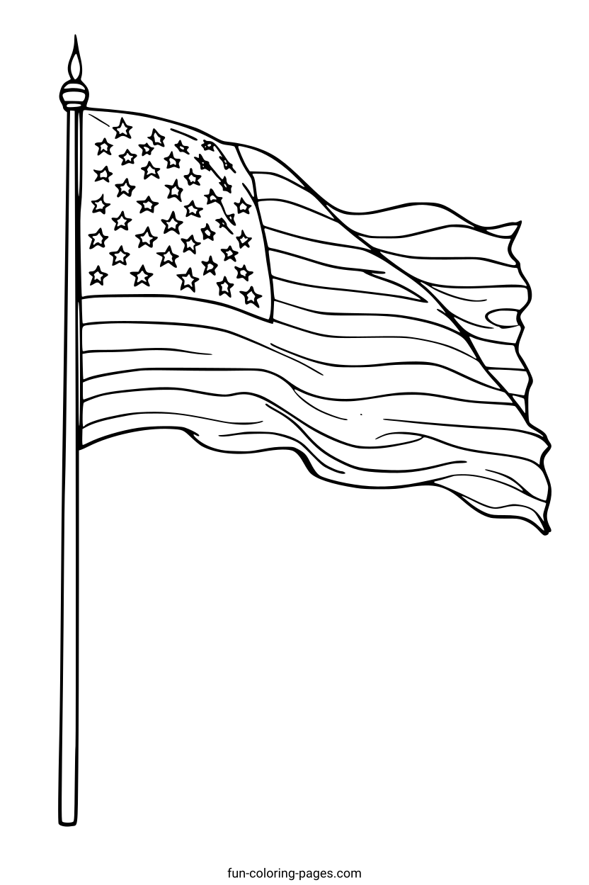 Waving American Flag – free printable coloring page, available as PDF and SVG