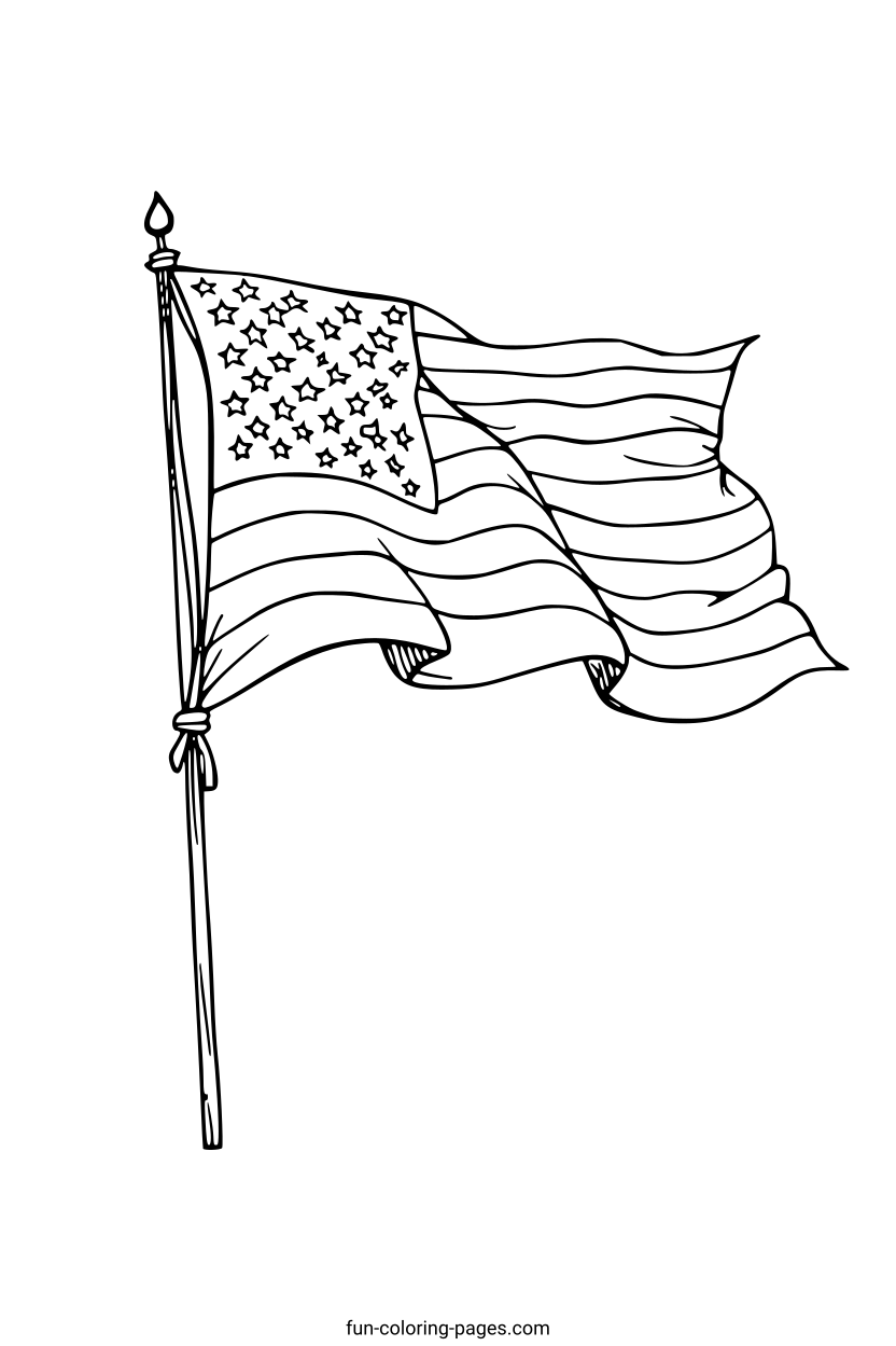 Waving American Flag – free printable coloring page, available as PDF and SVG