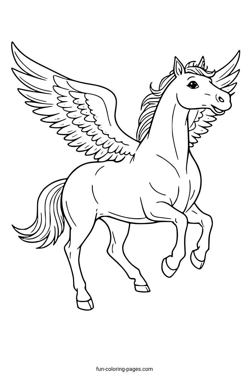 Winged Pegasus Galloping – free printable coloring page, available as PDF and SVG
