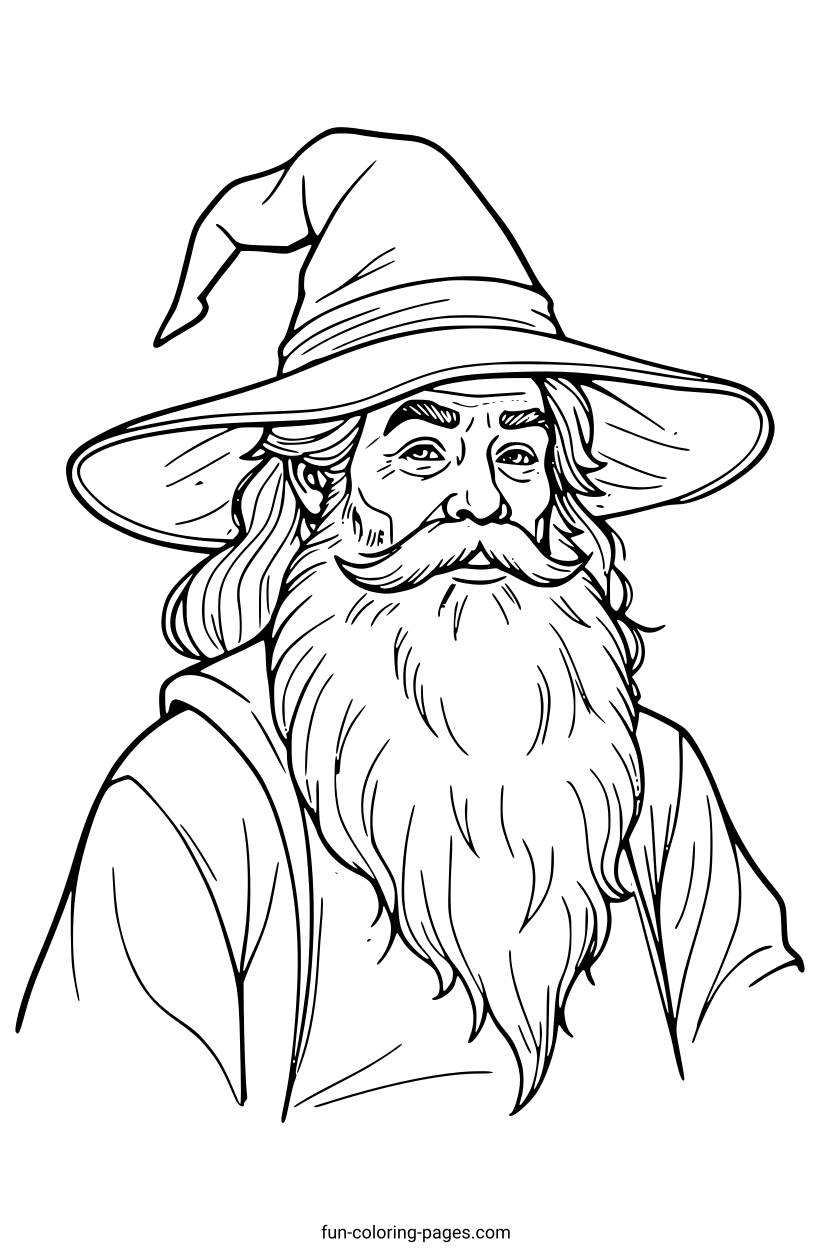 Wizard with Long Beard – free printable coloring page, available as PDF and SVG