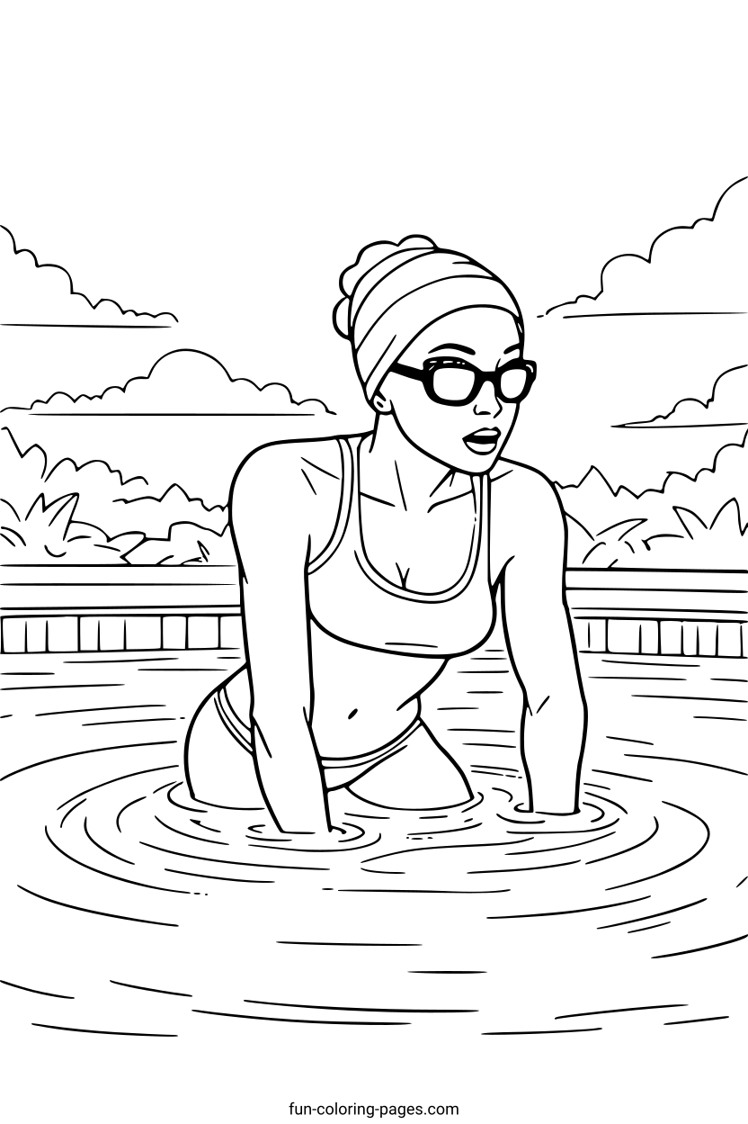 Swimmer Ready To Take Off – free printable coloring page, available as PDF and SVG