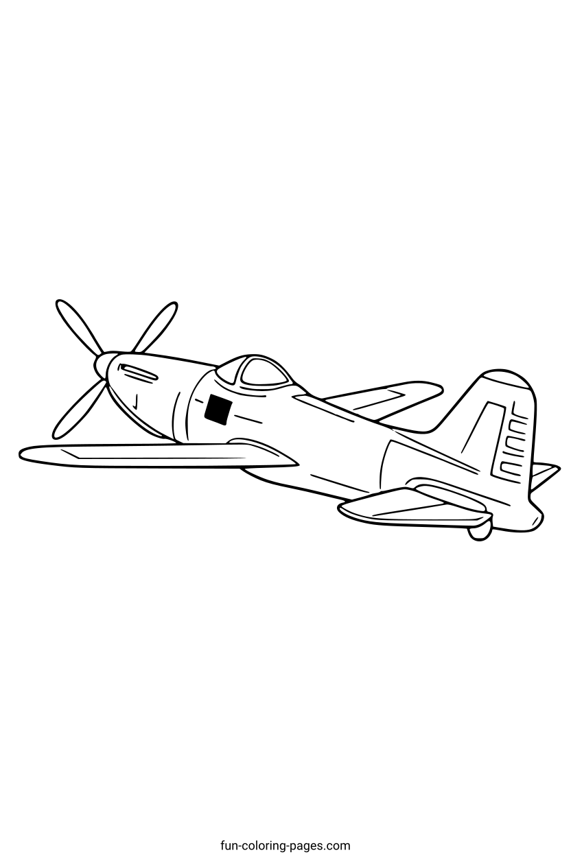 World War II Fighter Plane – free printable coloring page, available as PDF and SVG
