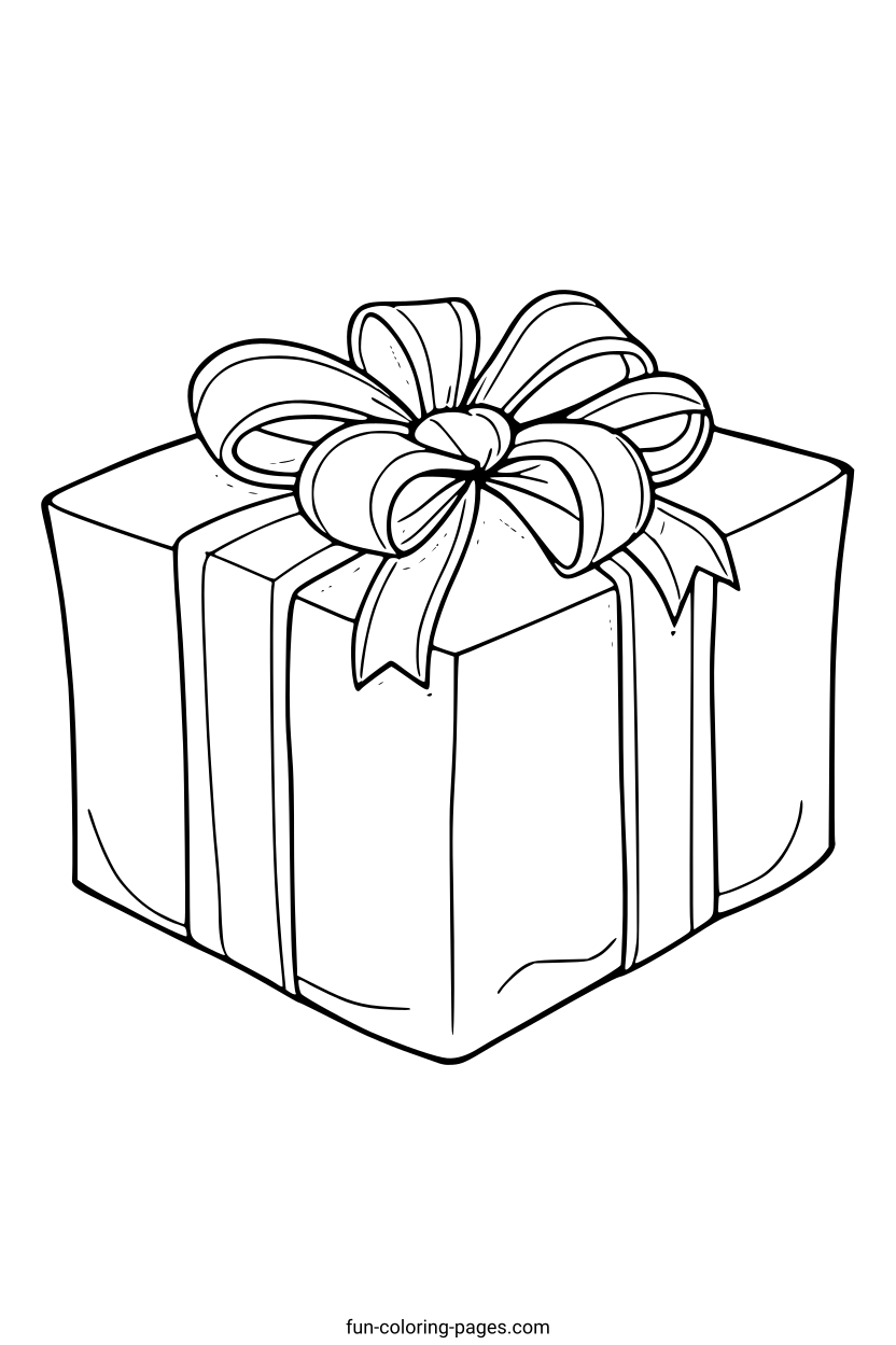 Wrapped Gift Box – free printable coloring page, available as PDF and SVG