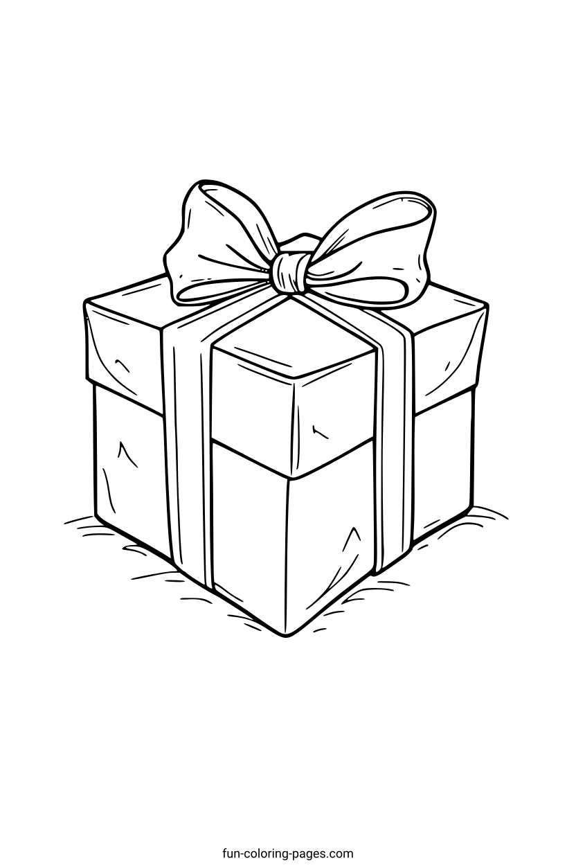 Wrapped Gift Box – free printable coloring page, available as PDF and SVG